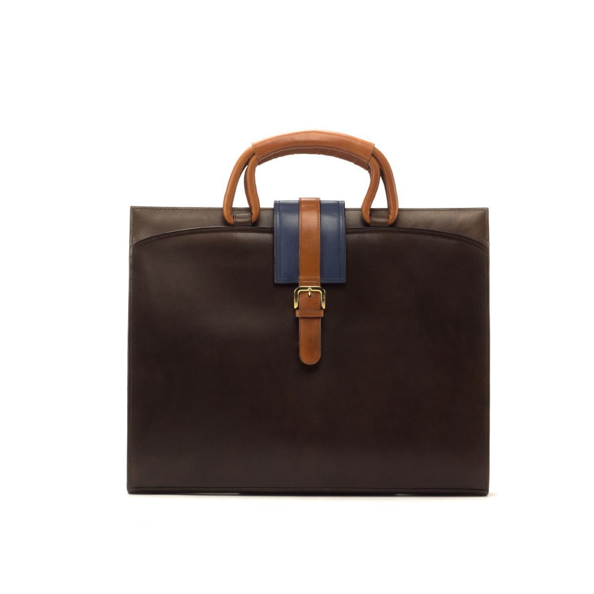 Cognac and Navy Leather Professional Briefcase - Image 2