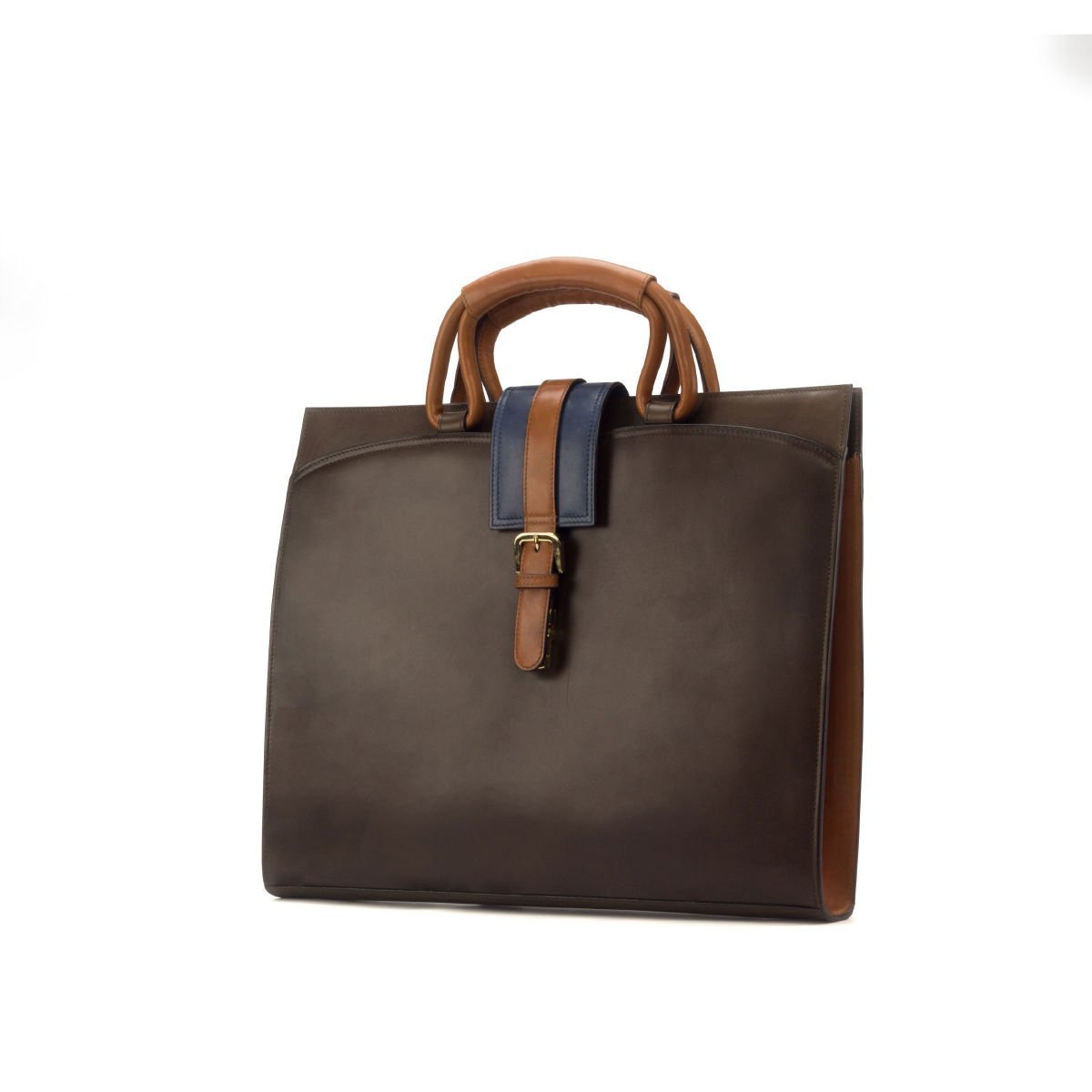 Cognac and Navy Leather Professional Briefcase - Image 3