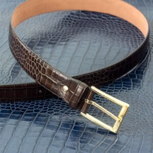 Hamptons Belt in Dark Brown Croco