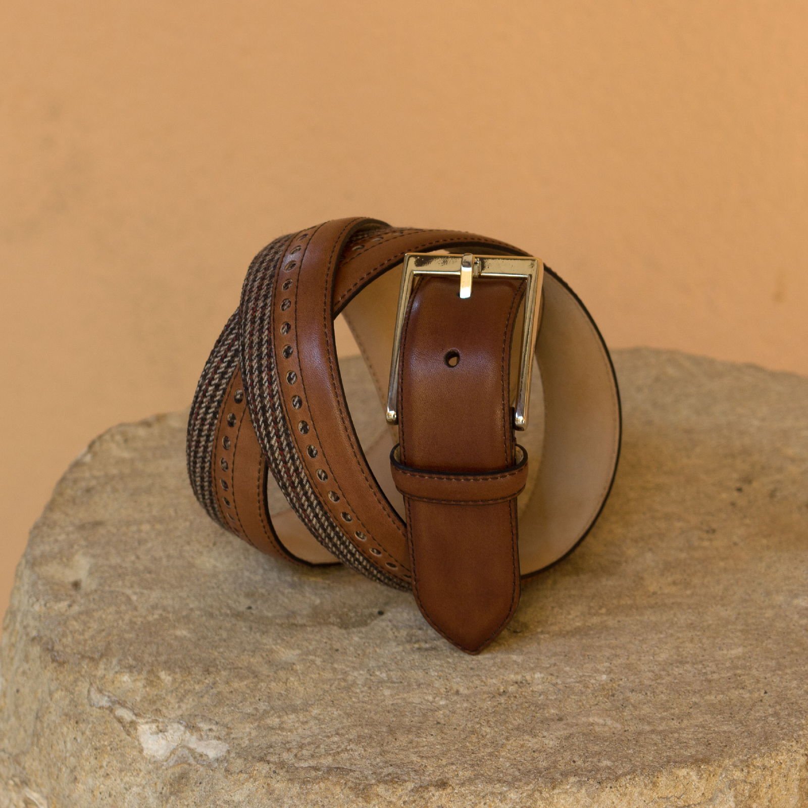 SunValley Belt in Tweed & Med Brown