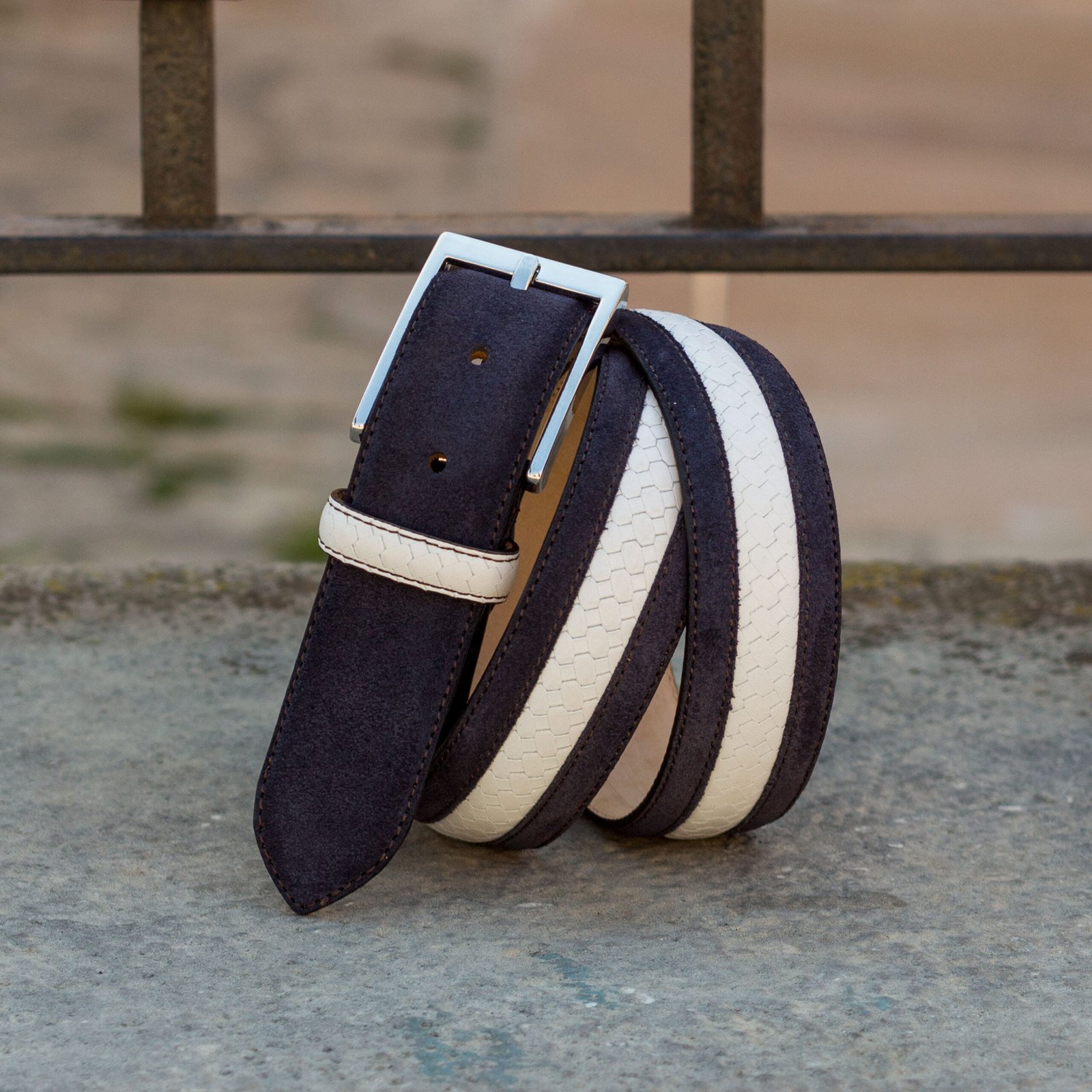 Elegant Navy Lux Suede Venice Belt