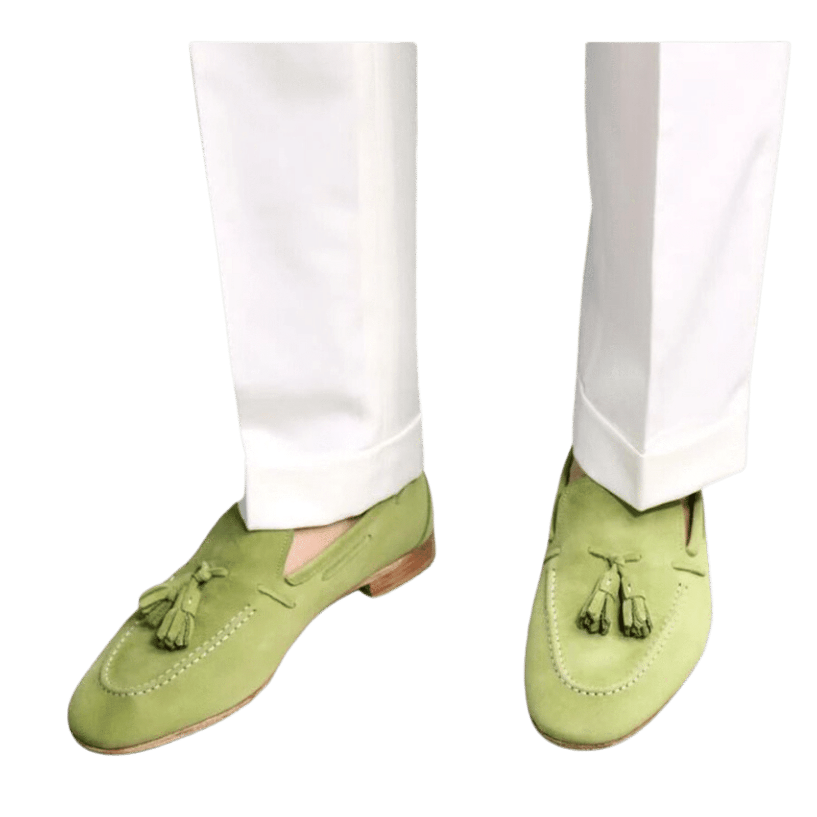 Green Comfort Cow Suede Leather Goodyear Flat Bottom