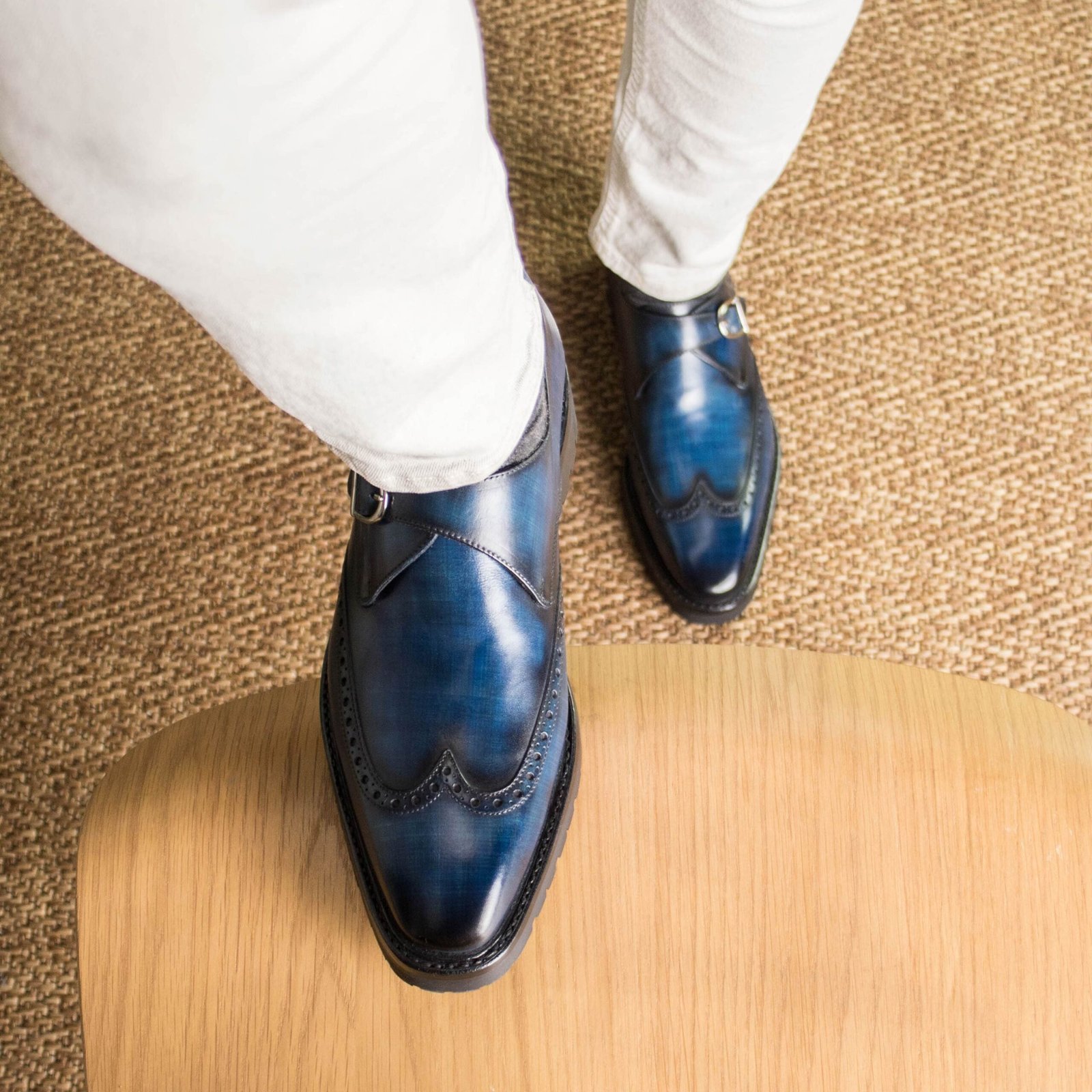 Elegant Denim Patina Single Monk Shoe - Image 2