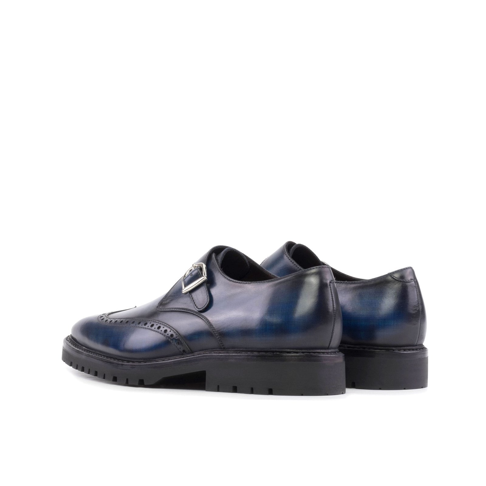 Elegant Denim Patina Single Monk Shoe - Image 5