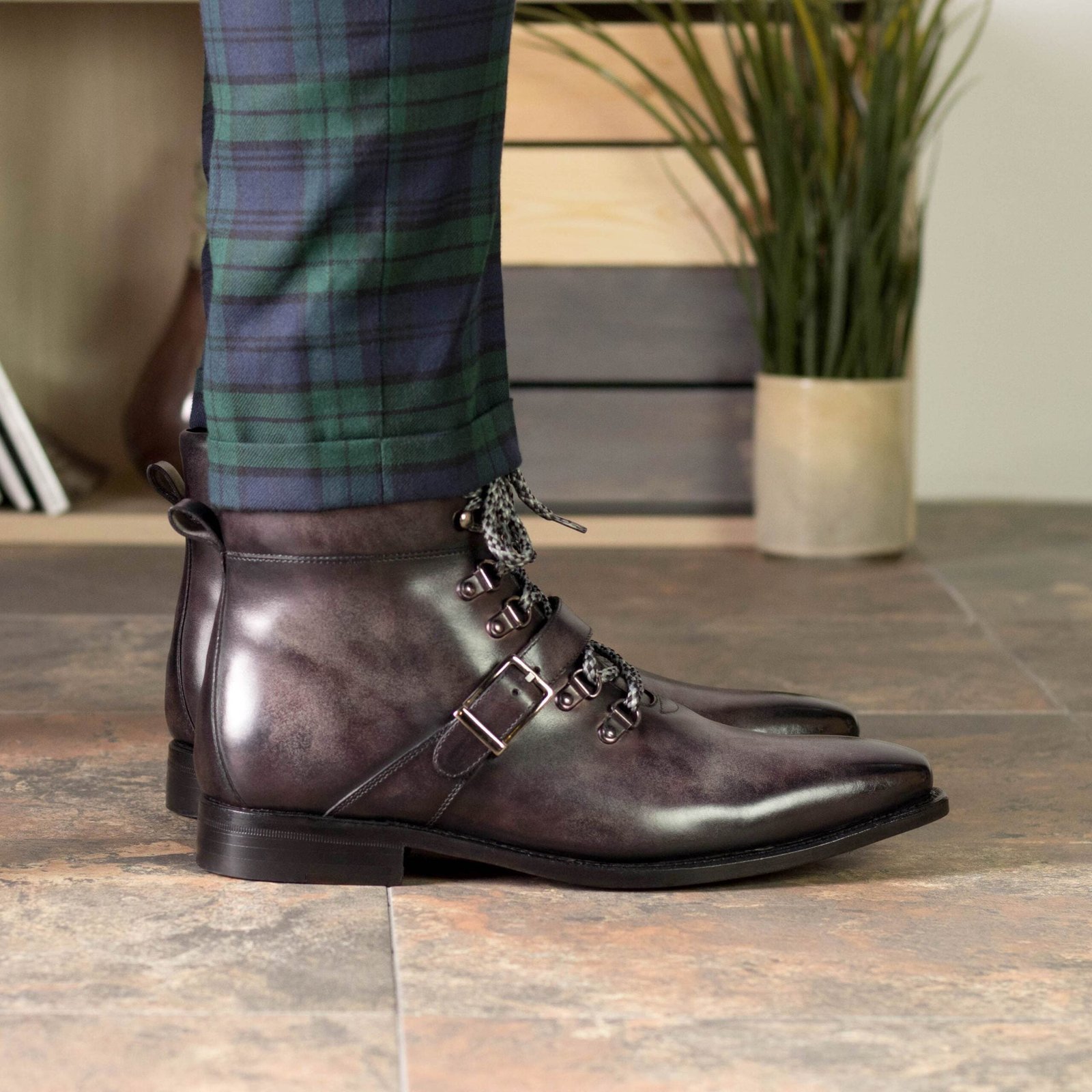 Aubergine Patina Hiking Boot Classic Elegance - Image 6