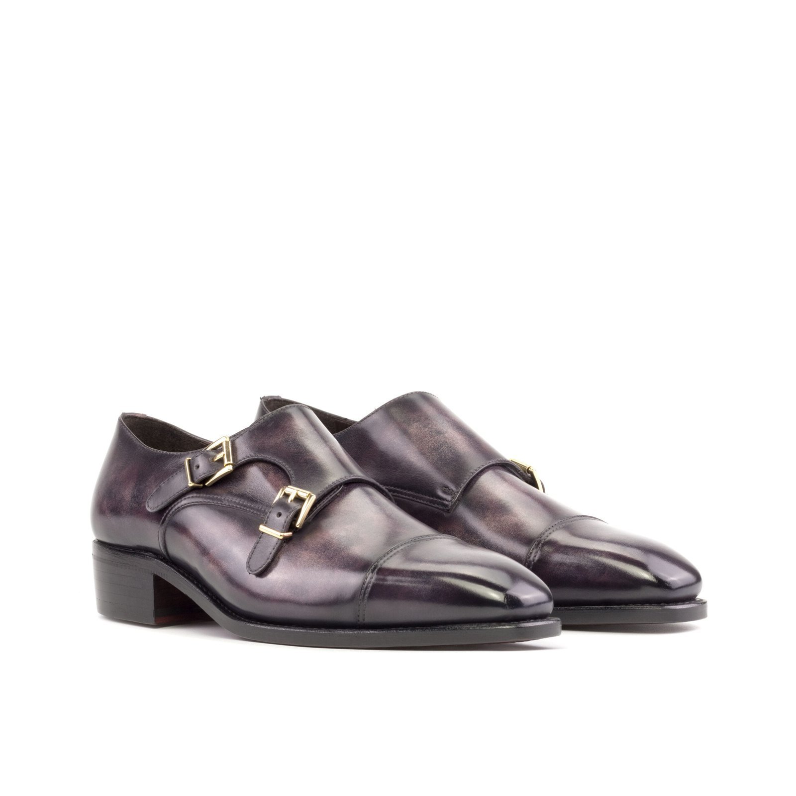 Elegant Aubergine Double Monk Shoes - Image 2