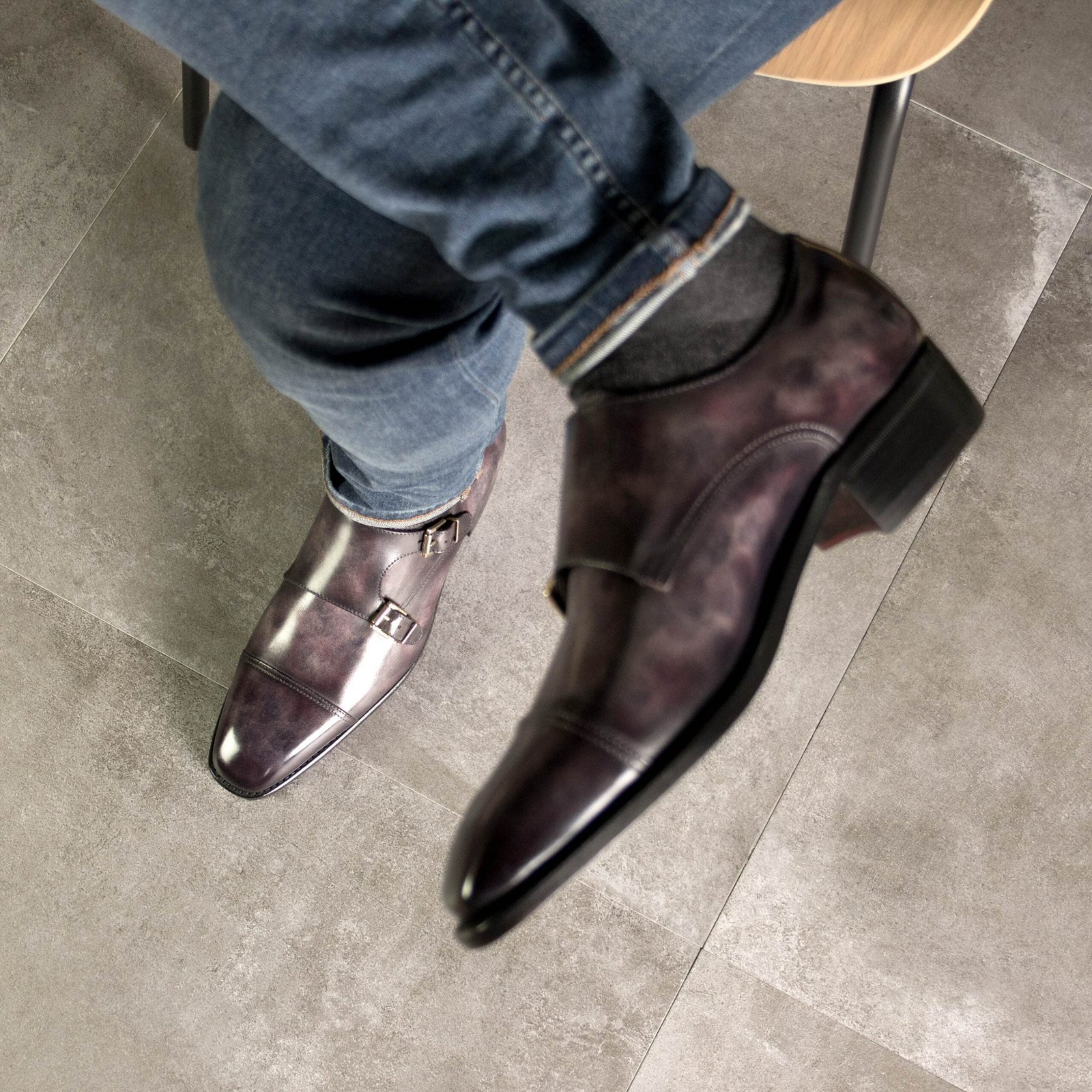 Elegant Aubergine Double Monk Shoes - Image 6